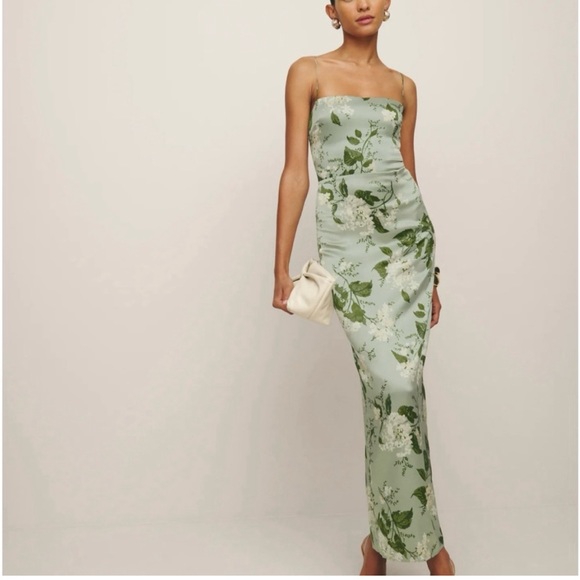 Reformation Frankie Silk Maxi Dress - Tea Garden green - Picture 4 of 12
